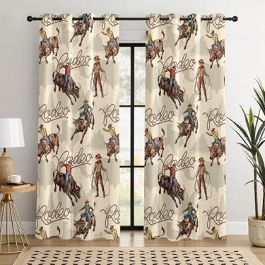 Imagem de Cortinas blackout caubói ocidentais – 100% blackout rústico estilo rodeio ocidental e cowboy, redução de ruído com isolamento térmico para quarto, sala de estar e caverna masculina (confronto de