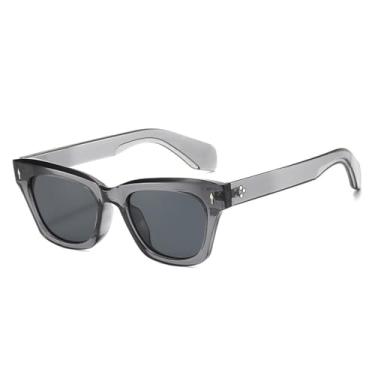 Imagem de Óculos de Sol Femininos Estilo Olho de Gato com Lentes Transparentes e Proteção UV400, Rebites e Design Masculino para Esportes ao Ar Livre, Corrida e Ciclismo, Cor Cinza