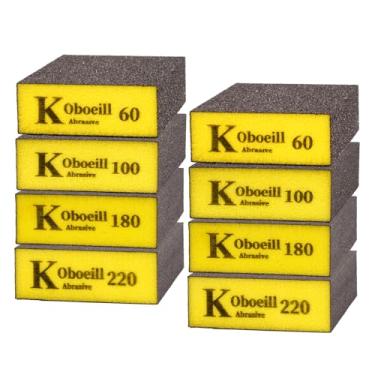 Imagem de 8 esponjas de lixamento, 60、100、180、220 grãos、blocos de lixamento de drywall para madeira, blocos de lixa reutilizáveis, esponjas de lixa laváveis, blocos de areia secos úmidos para vidros metálicos