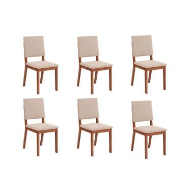 Imagem de Cadeira De Cozinha Talia Kit 6 Un Freijó Suede Creme