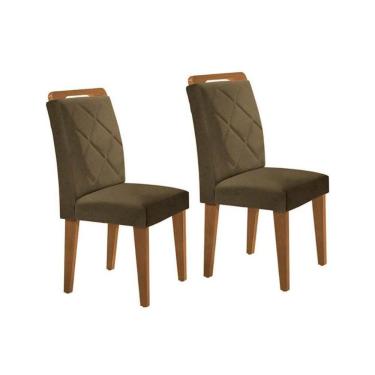 Imagem de Kit 2 Cadeiras De Cozinha Melissa Madeira Capuccino-suede Capuccino - Rufato