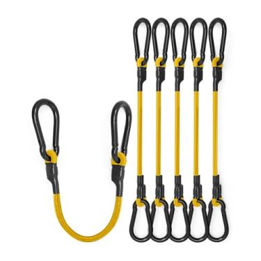 Imagem de 8 peças de cordão elástico mosquetão de 91 cm com ganchos de liga de alumínio, tiras elásticas amarelas com elasticidade superior e excelente proteção UV para bagageiro, carga, carrinhos de mão