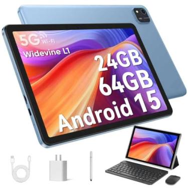 Imagem de Tablet Android 14 de 10,1 polegadas, tablet mais recente de 2024 com teclado e mouse, 10 GB + 64 GB, 1 TB, expansão de 6000 mAh, processador octa-core, câmera dupla, WiFi, 1280 x 800 IPS, 18 W,