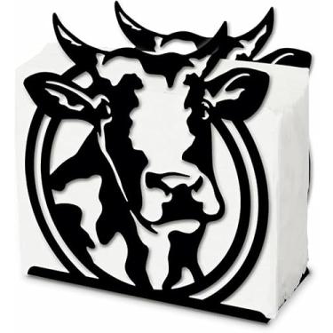 Imagem de Suporte de guardanapo de vaca para mesas dispensador de guardanapo de ferro para cozinha suporte de lenços de mesa vintage suportes de guardanapos de pano rústico para casa de fazenda restaurantes