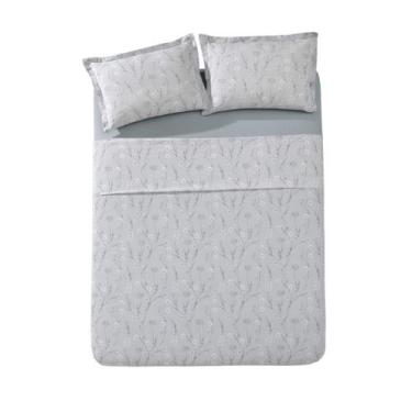 Imagem de Jogo de Cama Casal Döhler Uni 100% Algodão 180 Fios 4 Peças, Cinza Cla