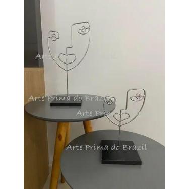Imagem de Escultura Artística Rosto Metal Enfeite Decorativo Tendência - Arte Pr