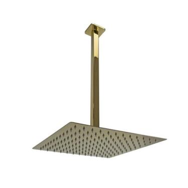 Imagem de Ducha Inox Dourado 30x30 Com Braço Suporte Teto 40 Cm - AMG Metais