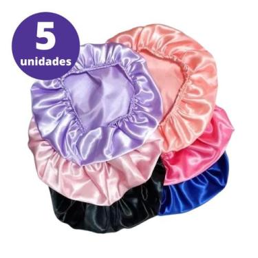 Imagem de Kit 5 Touca de Cetim Ajustável Toca Anti Frizz Toque de Seda