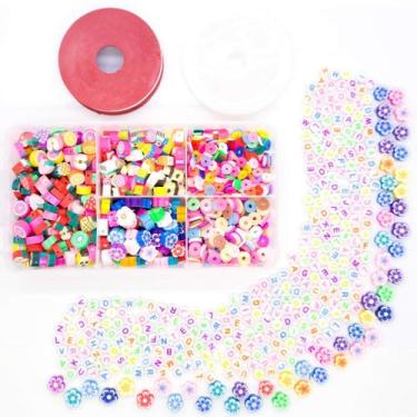 Imagem de Kit Bijuteria Pulseira Fimo 700 Pçs + Caixa Divisória Colar Miçanga - 