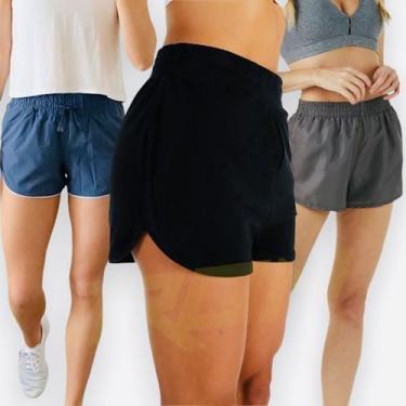 Imagem de Kit 3 Shorts Femininos Praia Academia Corrida Bermuda Neutro 44 - IRON
