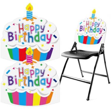Imagem de HunnmingRe 2 peças, capa de cadeira de aniversário, capa de assento colorida para decorações de assento de sala de aula para crianças, escritório, sala de aula, escola, casa, decoração de festa de