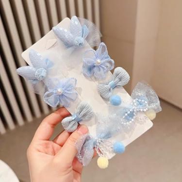 Imagem de 8 peças de grampo de cabelo bonito e super fada para meninas, clipe de cabelo de flor de tecido, clipe de bico de pato para meninas, clipe de franja para meninas