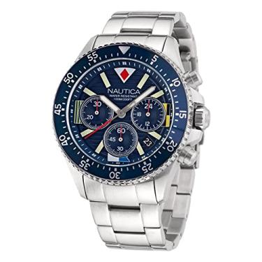 Imagem de Nautica Relógio masculino NAPWPS304 Westport reciclado (85%) pulseira de aço inoxidável, Prateado/azul/SST
