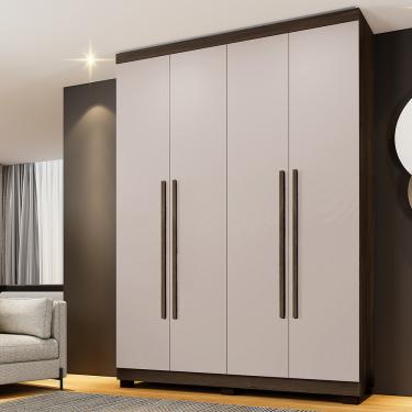 Imagem de Guarda Roupa Solteiro 4 Portas com Pés New Master Benetil - Imbuia/Off Arenas