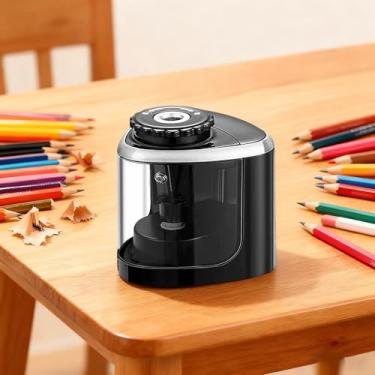 Imagem de Apontador de lápis elétrico para crianças, lâmina para afiar rapidamente, adequado para escola/sala de aula/escritório/casa, preto