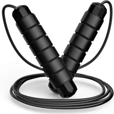 Imagem de Corda de Pular Profissional Speed Rope, Ajustável, com Rolamento, Cabo de Aço Revestido em PVC, para Crossfit e Treino Fitness, Com 3 Metros