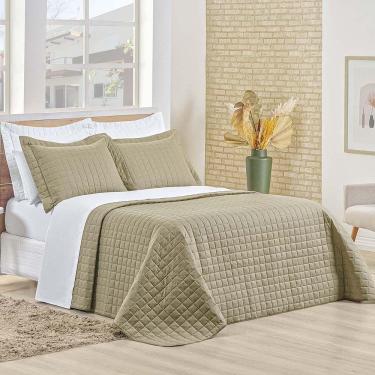 Imagem de Kit Cobre Leito Colcha Eden Queen 3 Peças Percal 150 Fios 100% Algodão - Cáqui
