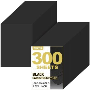Imagem de TUXIYA Papel cartolina 300 folhas, papel cartolina preta de 21 x 28 cm, papel de impressora para arte, convites, cartões DIY, aquarela e projetos de artesanato (180 g/m²)