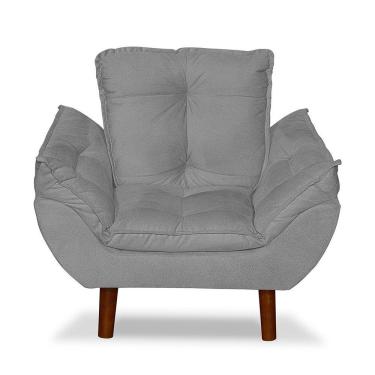 Imagem de Mini Poltrona Cadeira Opala Infantil De Criança Suede Cinza Claro
