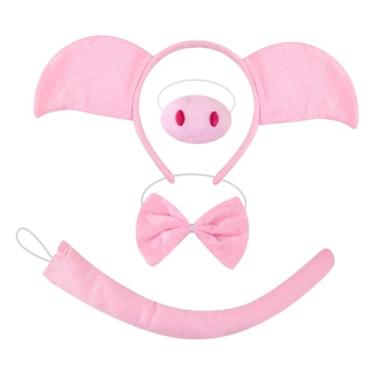 Imagem de oshhni Fantasia de Porquinho - Adereços Fofos para Festas, Carnaval e Apresentações Infantis, Luz Rosa, 3 Piece Set W Nose