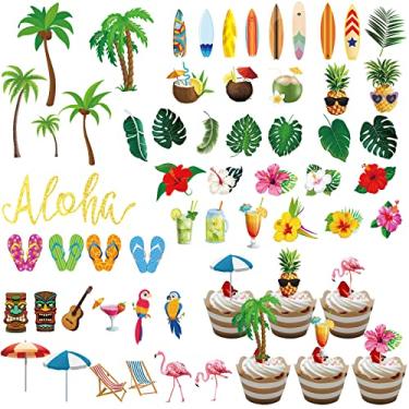 Imagem de 54 peças de topos de cupcake e enfeites de bolo para celebrar chá de bebê crianças aniversário festa de aniversário decoração de bolo suprimentos