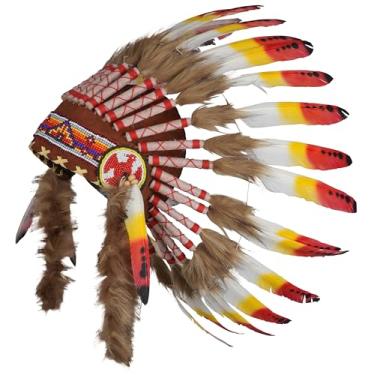 Imagem de The World of Feathers Native American Indian Inspired Feather Headdress(Length: Short) (Red Swan)