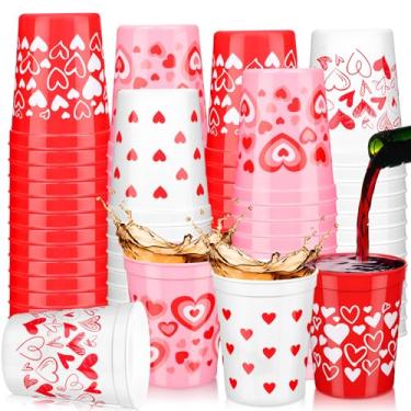 Imagem de Uiifan 24 peças de copos de plástico de coração de dia dos namorados, reutilizáveis, 473 ml, copos de plástico para feliz dia dos namorados, lembrancinha para casamento, aniversário, jantar, dia da