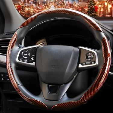 Imagem de Capa de volante antiderrapante de fibra de carbono de 3 peças, capa de volante de borboleta, protetor de volante segmentado, ajuste universal 99% do volante do carro, acessórios para interior do carro