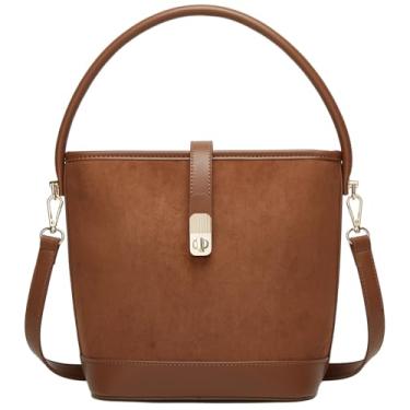 Imagem de Bolsa feminina vintage de camurça sintética 2025 couro PU outono inverno alça superior fivela tote ombro transversal, Marrom