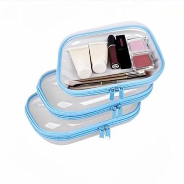 Imagem de Bolsas de armazenamento com fundo rígido, organizadores de armário estruturados e dobráveis, caixa de armazenamento portátil com fecho de zíper (azul)