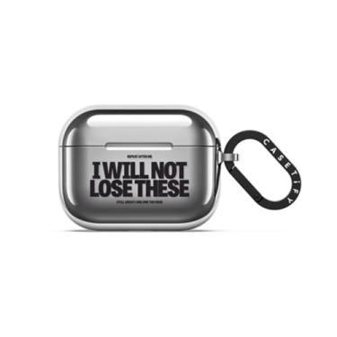 Imagem de CASETiFY Capa espelhada para AirPods Pro 3 com anel [compatível com carregamento refletivo/slim fit/sem fio] - I Will NOT Lose These da Okiden - Prata