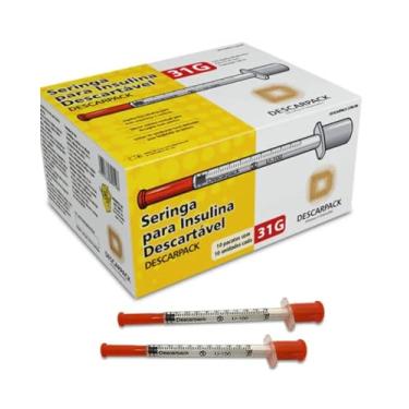 Imagem de Seringa Insulina1ML/100UI Ultra Fina 6x0,25mm 31g C/ 100un