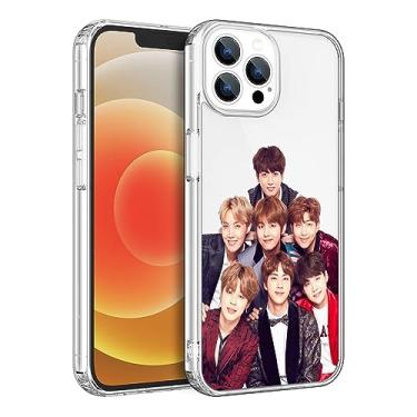 Imagem de WWDIYHOUSE Capa compatível com iPhone 16 Pro Max, capa transparente de TPU macio à prova de choque para homens/mulheres/meninas/meninos (Fashion-BTS-1)