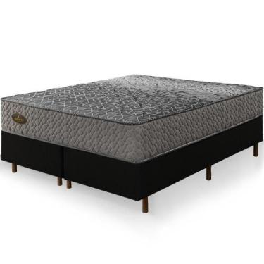 Imagem de Cama Box Queen Size Preta Colchão Pergamino Molas Ensacadas 158x198x67