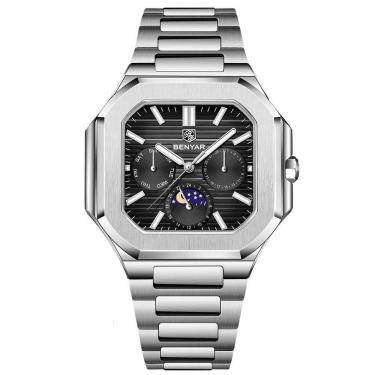 Imagem de Relógio masculino quadrado em aço inoxidável multifuncional design esportivo