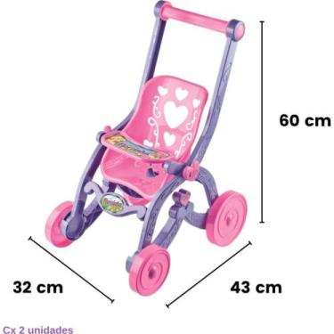 Imagem de Carrinho de Boneca Florzinha Rosa e Lilas - Brinquemix