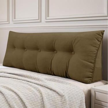 Imagem de DANGHOOGY Travesseiro de cabeceira queen triangular grande para leitura e descanso, almofada de suporte de posicionamento do encosto com capa removível (marrom)