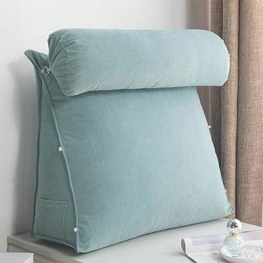 Imagem de HMBLAW Almofada de cunha triangular, confortável e leve com suporte para as costas, travesseiro de cintura grande, leitura ergonômica, encosto com, travesseiro respirável para relaxar nas costas para