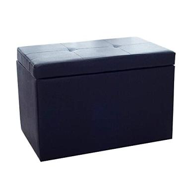 Imagem de Baú de armazenamento otomano banco multifuncional de alta capacidade confortável moldura de madeira estável de poliuretano, 8 cores (cor: preto #A, tamanho: 80 x 40 x 40 cm)