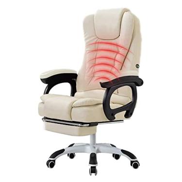 Imagem de Cadeira de escritório cadeira de computador lazer doméstico cadeira giratória reclinável cadeira de escritório cadeira de jogo ergonômica cadeira de assento almofada (cor: branco leite) necessário