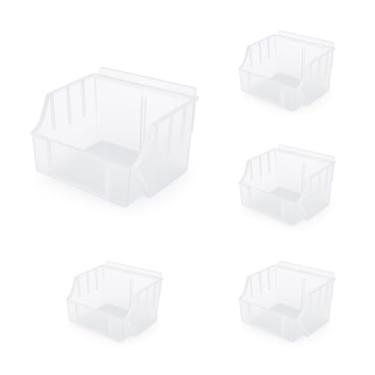 Imagem de Slatbox Caixas Slatwall – Caixas de armazenamento empilháveis para acessórios, organizador de ferramentas de garagem, organizador de parede de ripas para oficinas e lojas de varejo (pacote com 5