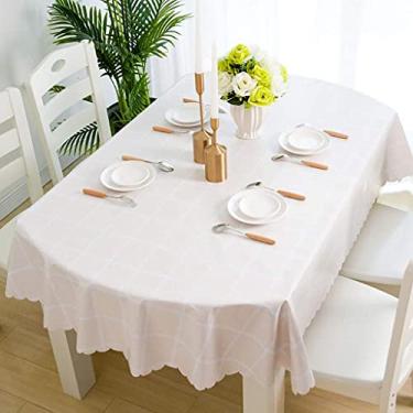 Imagem de Toalha de mesa oval de PVC 100% impermeável – Toalha de mesa de vinil à prova de derramamento à prova de óleo, toalha de mesa limpa para mesa de jantar, festas de buffet e acampamento