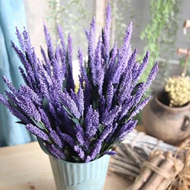Imagem de Yalych 12 cabeças PE artificial lavanda flores falsas buquê de casamento decoração de casa decorações de outono brancas para flores artificiais para casa (cor: D, tamanho: tamanho único)