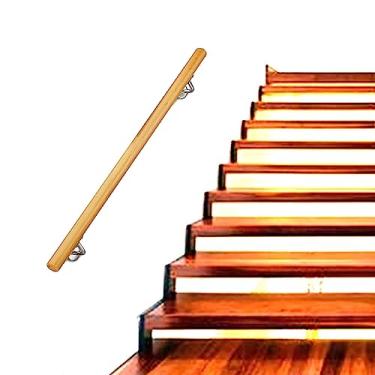 Imagem de Corrimãos de escada antiderrapantes de madeira maciça de madeira natural, uso doméstico contra a parede, grades internas do sótão para idosos, hastes de suporte de corredor (tamanho: 1,5 m)