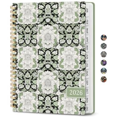 Imagem de Agenda 2026, agenda semanal e mensal para mulheres, janeiro de 2026 a dezembro de 2026 bonita agenda com abas mensais, bolso interno, encadernação em espiral, perfeita para escritório, casa, escola