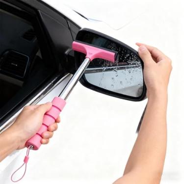Imagem de 1 lâmina de limpador telescópica de aço inoxidável para espelhos retrovisores de carros, desembaçamento de janelas, limpeza de água e limpeza de limpador de carro (rosa)