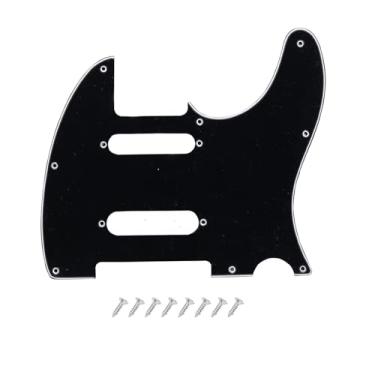 Imagem de DIAO79NI Pro 8 furos SS Guitar Tele Pickguard para guitarra elétrica EUA/México Fender Deluxe Nashville Telecaster, preto-branco, 3ply.