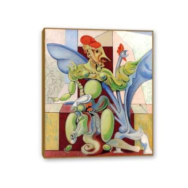 Imagem de Max Ernst Poster Retrato voilé Reproduções de Pinturas Famosas Surrealismo Arte de Parede Tela Max Ernst Decoração de Parede para Presentes de Sala de Estar 90x70 cm Emoldurado