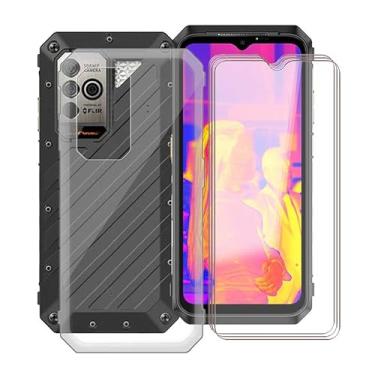 Imagem de HGJTF Capa para Ulefone Power Armor 18 (6,58 polegadas) com 3 peças de protetor de tela de vidro temperado, capa de celular de silicone transparente, capa protetora de TPU macio à prova de choque para