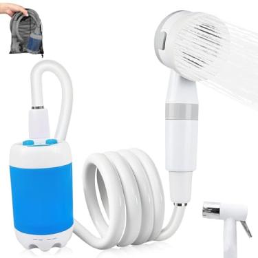 Imagem de Chuveiro portátil, bomba de chuveiro portátil para acampamento, chuveiros externos recarregáveis por USB, chuveiro elétrico portátil à prova d'água com 2 modos de pulverização, 4000 mah, para